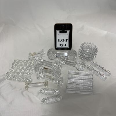 -174- VINTAGE | 22 Crystal Knife Rests | 4 Candlewick Salt Dips