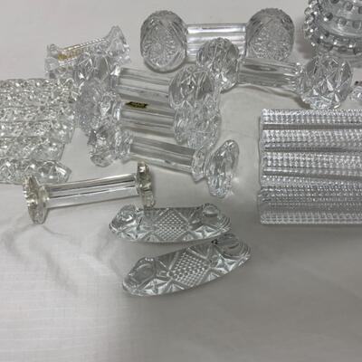 -174- VINTAGE | 22 Crystal Knife Rests | 4 Candlewick Salt Dips