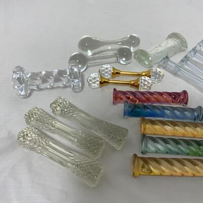 -175- VINTAGE | Twenty One Glass and Crystal Knife Rests