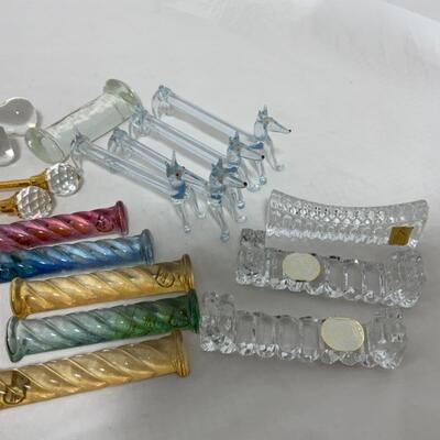 -175- VINTAGE | Twenty One Glass and Crystal Knife Rests
