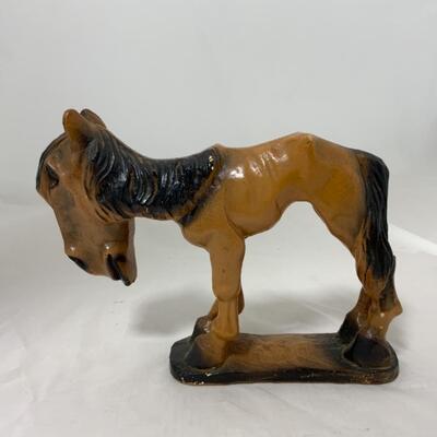 -184- VINTAGE | Metal Knife Rests | Chalkware Horse | Codfish Box