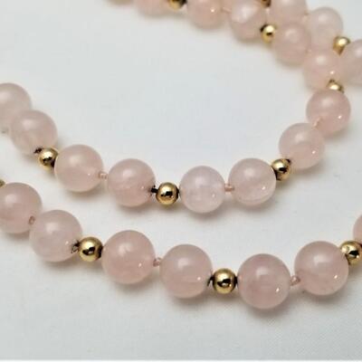 Lot #32  Gorgeous Rose Quartz Beaded Necklace with 14KT Gold clasp and spacers