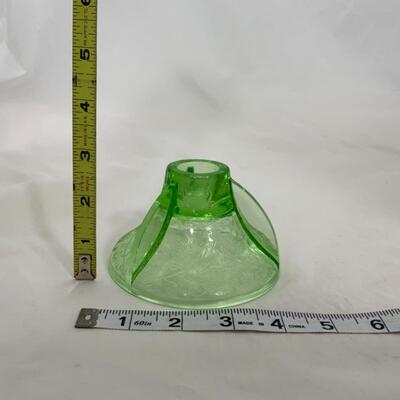 -187- VINTAGE | Green Florentine Candle Holders | Etched Glass Console Bowl