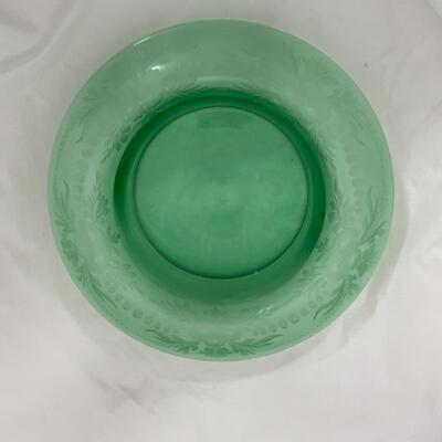 -187- VINTAGE | Green Florentine Candle Holders | Etched Glass Console Bowl