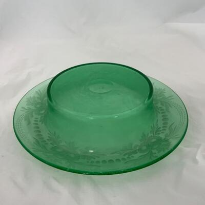 -187- VINTAGE | Green Florentine Candle Holders | Etched Glass Console Bowl