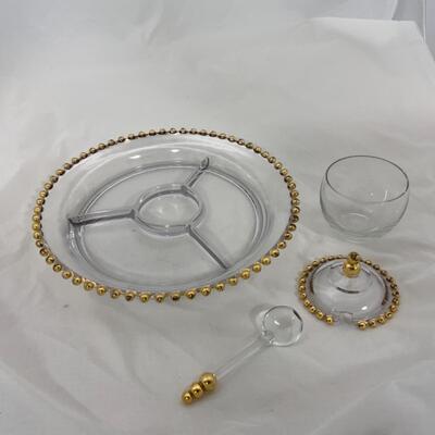 -189- VINTAGE | Golden Candlewick Serving Dish | Complete