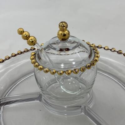-189- VINTAGE | Golden Candlewick Serving Dish | Complete