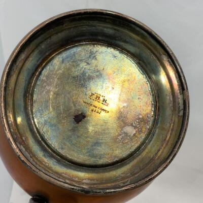 -190- VINTAGE | Brass Asian-Inspired Plate | Silver over Copper Pitcher