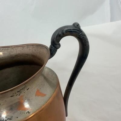 -190- VINTAGE | Brass Asian-Inspired Plate | Silver over Copper Pitcher