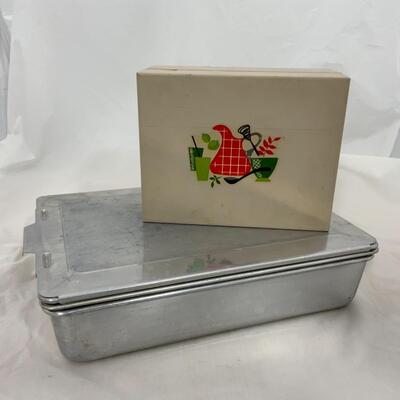 -193- VINTAGE | Sliding Lid Cake Pans | Kitchen Recipe or Catch All Box