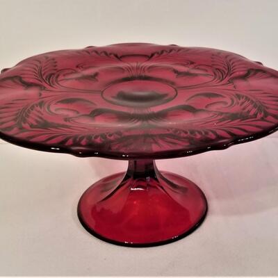 Lot #42  Nice Ruby Glass Pedestal Cake Plate