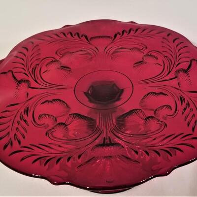 Lot #42  Nice Ruby Glass Pedestal Cake Plate