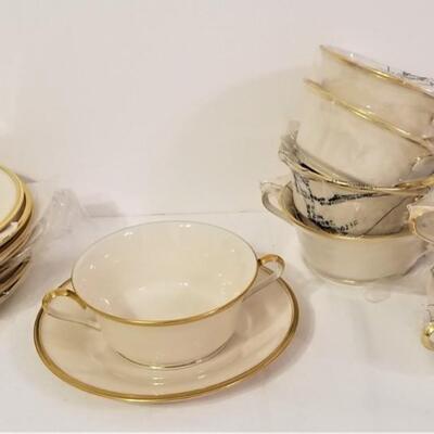 Lot #43  Set of 8 LENOX Cream Soups with Underplates