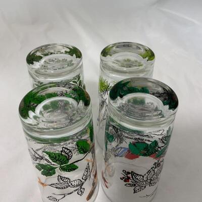 -197- VINTAGE | Six Bird Glasses | Goldfinch | Blue Bird | Oriole | Scarlet Tanager
