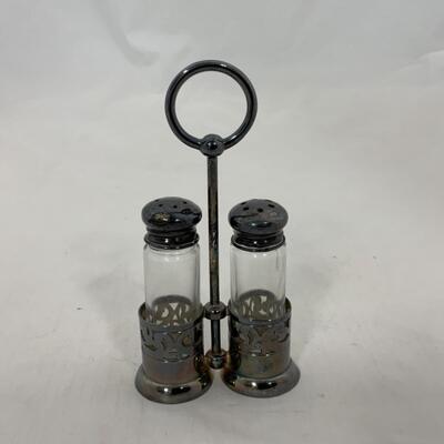 -204- ANTIQUE | Petite Salt and Pepper Set with Caddy