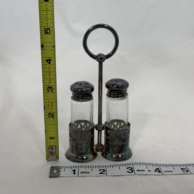 -204- ANTIQUE | Petite Salt and Pepper Set with Caddy