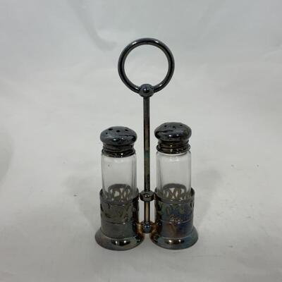 -204- ANTIQUE | Petite Salt and Pepper Set with Caddy