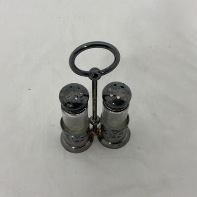 -204- ANTIQUE | Petite Salt and Pepper Set with Caddy