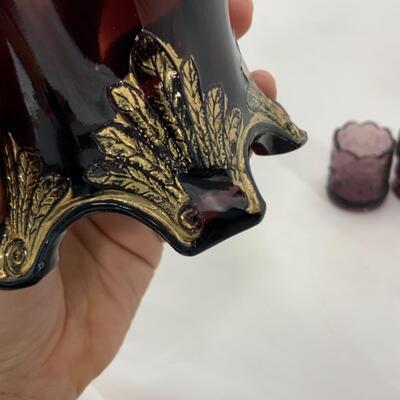 -205- VINTAGE | Footed Spooner | Toothpick Holders | Amethyst