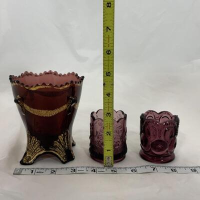 -205- VINTAGE | Footed Spooner | Toothpick Holders | Amethyst