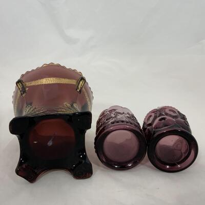 -205- VINTAGE | Footed Spooner | Toothpick Holders | Amethyst
