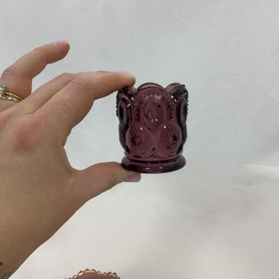 -205- VINTAGE | Footed Spooner | Toothpick Holders | Amethyst