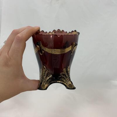 -205- VINTAGE | Footed Spooner | Toothpick Holders | Amethyst