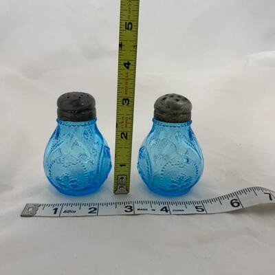 -208- ANTIQUE | Translucent Blue | Spooner | Salt and Pepper