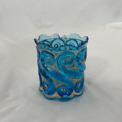 -208- ANTIQUE | Translucent Blue | Spooner | Salt and Pepper