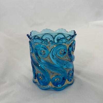 -208- ANTIQUE | Translucent Blue | Spooner | Salt and Pepper