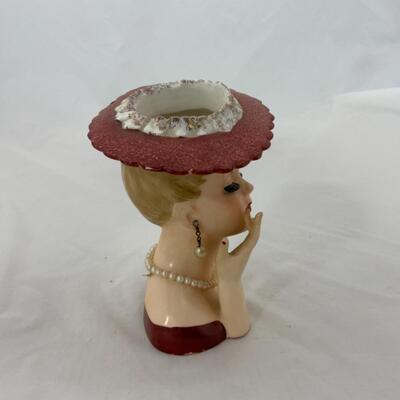 -216- VINTAGE | Head Vase | Napco | Pearls | Lashes