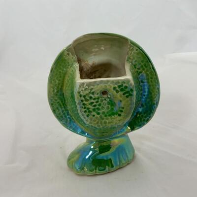 -218- VINTAGE | Head Vase | Iridescent Green | Gold Accent