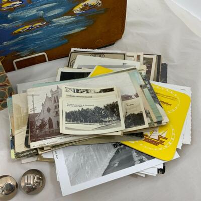 -228- VINTAGE | Leather Alaska Photo Book | Post Cards | Dreger Ashtray