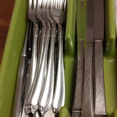 #84 ( 2 ) Containers Of Vintage Heavy Stainless Steel Flatware