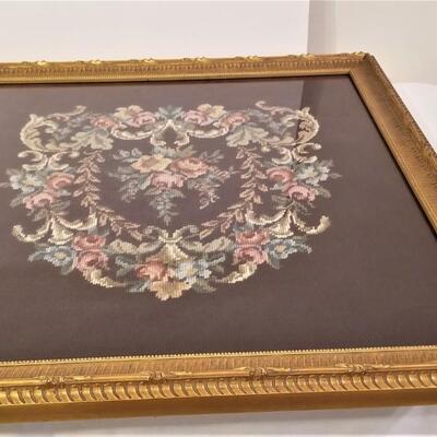 Lot #47  Large Needlepoint in Gilded Frame - GORGEOUS