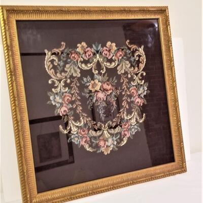 Lot #47  Large Needlepoint in Gilded Frame - GORGEOUS