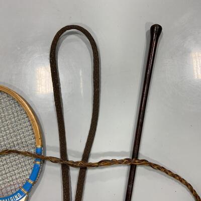 -246- VINTAGE | Tennis Racquet | Rug Beater | Whip | Cane