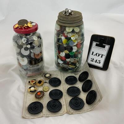 -245- VINTAGE | Two Jars of Buttons | Button Covers