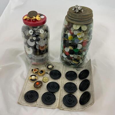 -245- VINTAGE | Two Jars of Buttons | Button Covers