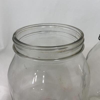 -251- VINTAGE | Two Gallon Glass Jars | Wood Handle