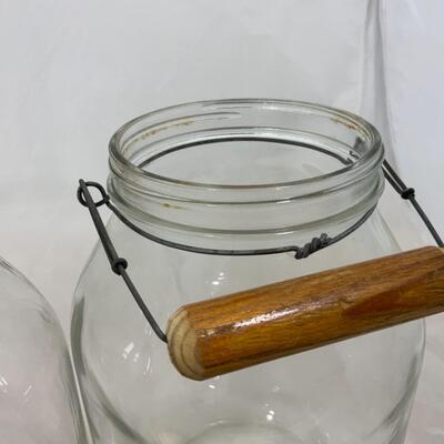 -251- VINTAGE | Two Gallon Glass Jars | Wood Handle