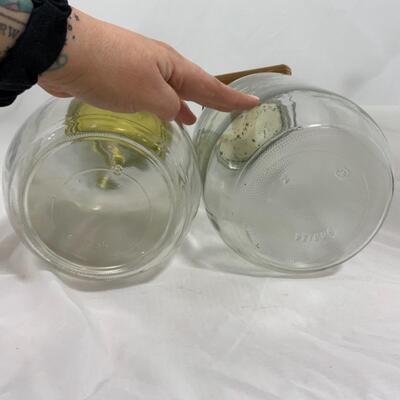 -251- VINTAGE | Two Gallon Glass Jars | Wood Handle