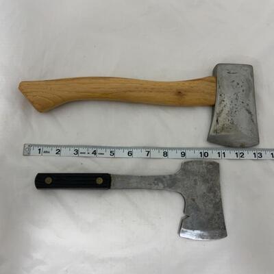 -253- VINTAGE | Two Un-Marked Axes | Leather Sheath