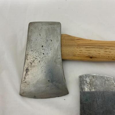 -253- VINTAGE | Two Un-Marked Axes | Leather Sheath