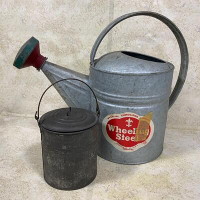 -254- Galvanized Watering Can | Manitowoc Trivet | Lunch Pail