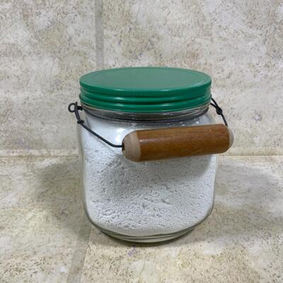 -255- VINTAGE | Half Gallon Glass Jar | Wood Handle