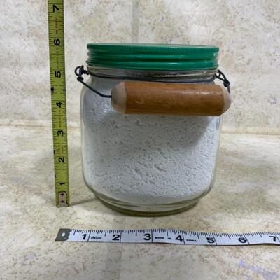 -255- VINTAGE | Half Gallon Glass Jar | Wood Handle