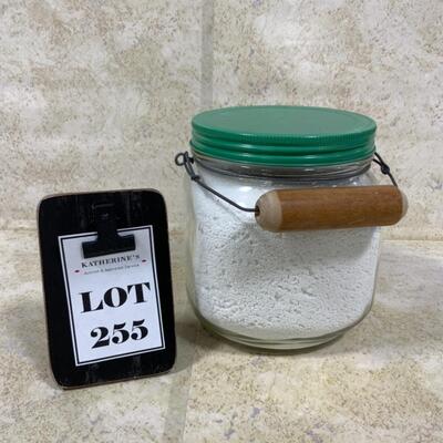 -255- VINTAGE | Half Gallon Glass Jar | Wood Handle