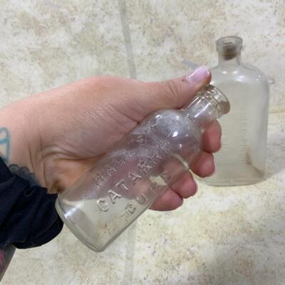 -257- VINTAGE | Three Glass Embossed Bottles