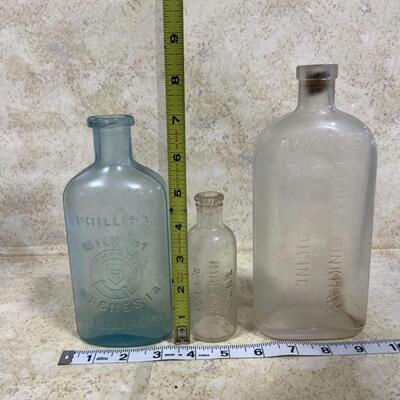-257- VINTAGE | Three Glass Embossed Bottles